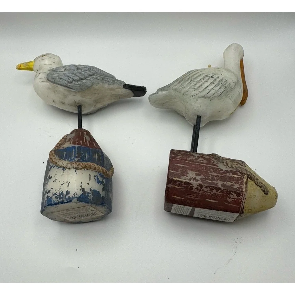 Russ Berrie Vintage Ocean Point Lot‎ Of 2 Bird Candles Wax  Beach *paint Wear*